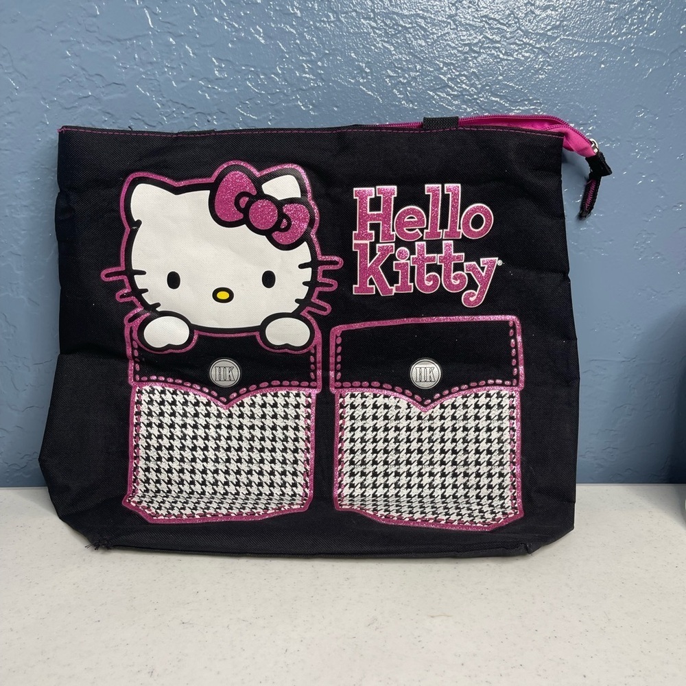 Hello Kitty 2 handle top zip closure medium tote bag by Sanrio